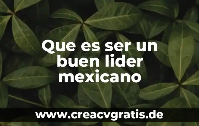 Lider científico que es 7 Que es ser un buen lider mexicano