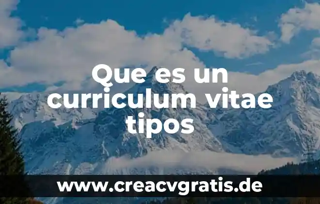 Que es el curriculum en lo educativo 3 Que es un curriculum vitae tipos