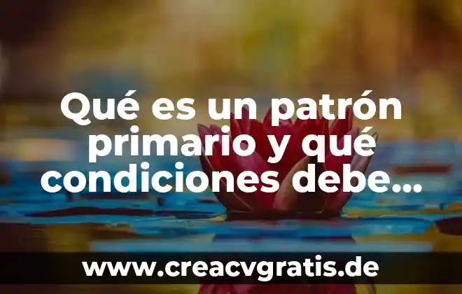 Qué es una planta eléctrica manual 3 Qué es un patrón primario y qué condiciones debe cumplir