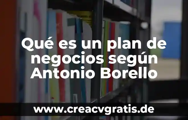 Que es un plan de negocios por que es necesario 6 Qué es un plan de negocios según Antonio Borello