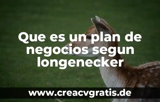 Que es concepto de negocios y antecedentes 5 Que es un plan de negocios segun longenecker