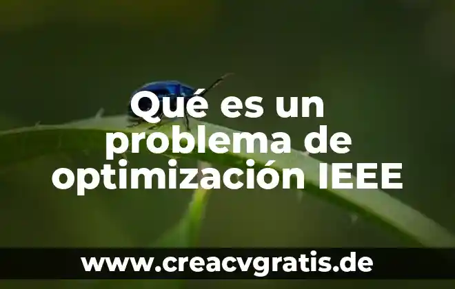 Que es el planteamiento del problema y los criterios 5 Qué es un problema de optimización IEEE