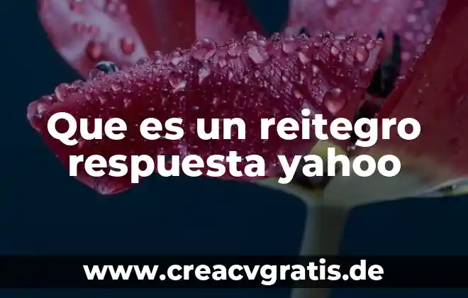 Escancel planta que es y para q sirve yahoo 7 Que es un reitegro respuesta yahoo