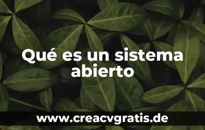 Sistema leonard zast que es 4 Qué es un sistema abierto