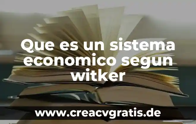 Que es sistema ser humano productor 4 Que es un sistema economico segun witker