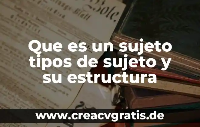 Que es sujeto del comercio 7 Que es un sujeto tipos de sujeto y su estructura
