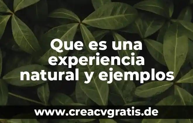 Qué es un farmaco natural 8 Que es una experiencia natural y ejemplos