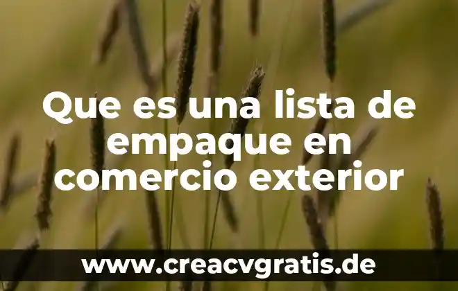 Que es lo que busca méxico con el comercio internacional 3 Que es una lista de empaque en comercio exterior