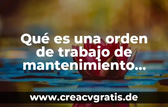 Que es la ley de mantenimiento de orden 8 Qué es una orden de trabajo de mantenimiento ventajas