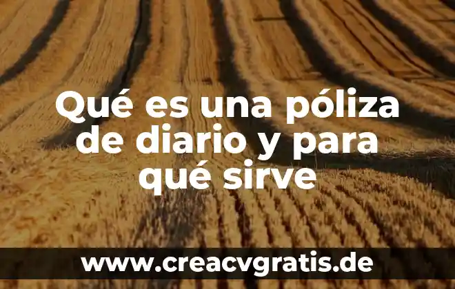Que es y para que sirve el cloroformo 8 Qué es una póliza de diario y para qué sirve