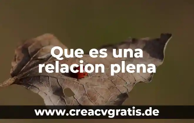 Que es relacion comsebto 5 Que es una relacion plena