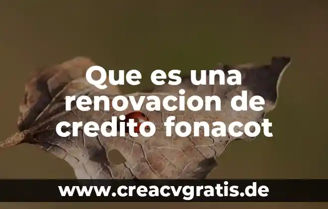 Que es un credito de dinero 4 Que es una renovacion de credito fonacot
