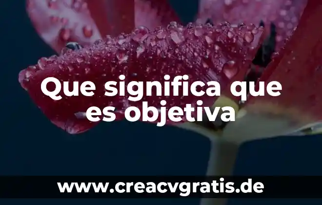 Qué es gestión de calidad objetiva 7 Que significa que es objetiva
