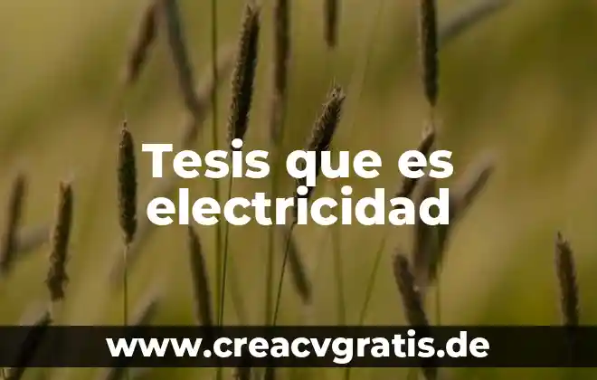 Que es el objetivo general en una tesis 7 Tesis que es electricidad
