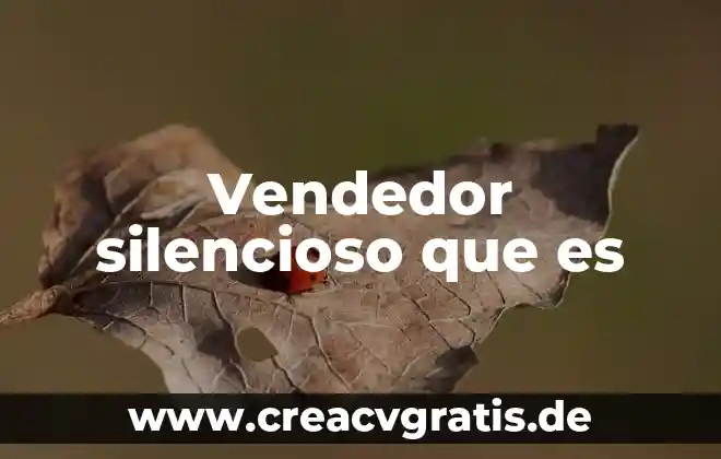 Que es un vendedor y que tipos 4 Vendedor silencioso que es